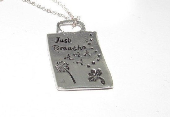 Just breathe dandelion necklace, dragonfly necklace, personalized jewelry for mom, Mothers custom hand stamped jewelry, handstamped jewelry, view 8