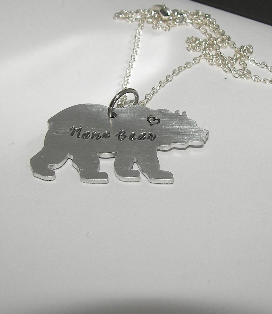 Mama bear necklace, personalized jewelry for mom, hand stamped jewelry, custom stamped gift for mom, handstamped jewelry, view 4