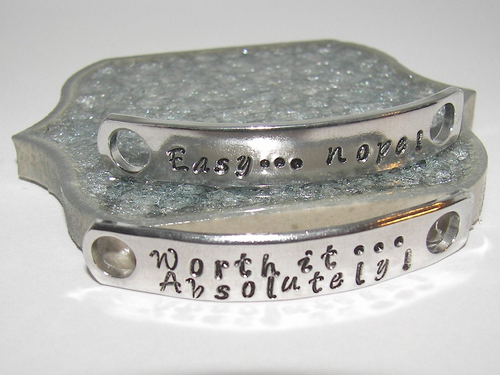 handstamped jewelry shoe bars, shoe tags for runners, military boot tags , deployment gift for dad, handstamped jewelry