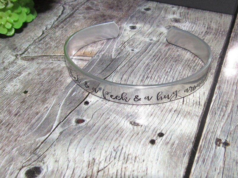 pewter I love you a bushel and a peck cuff, Mother daughter gift, hand stamped cuff bracelet ,personalized jewelry, handstamped jewelry, view 2