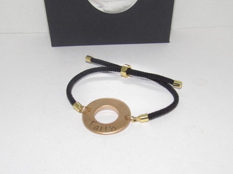nugold washer word bracelet, personalized stamped washer , kids name bracelet , pick your word bracelet, , hand stamped jewelry, view 3