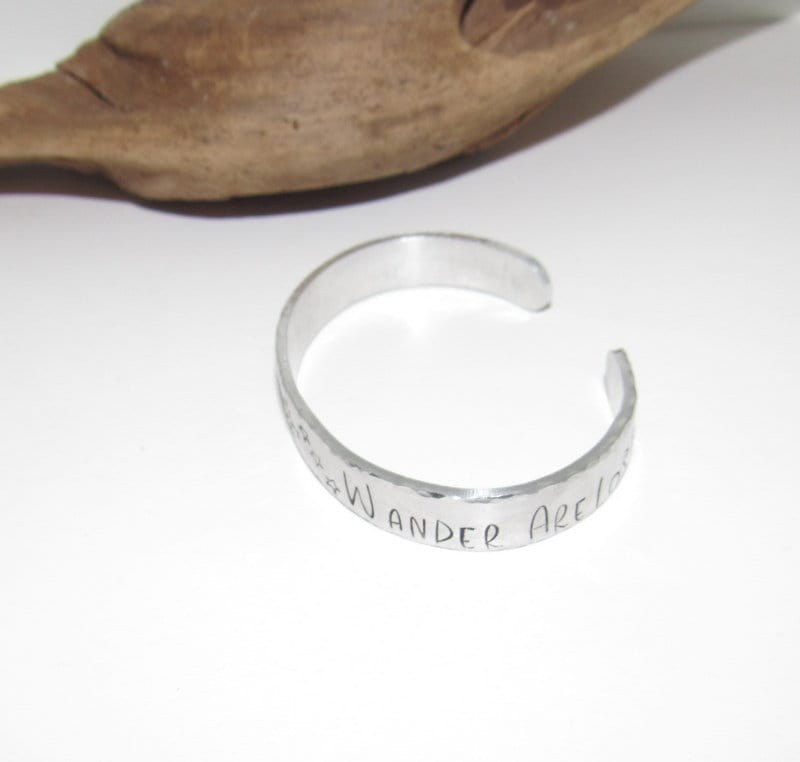 All who wander are not lost cuff bracelet, inspirational bracelet, custom hand stamped bracelet, best friend gift,, view 4