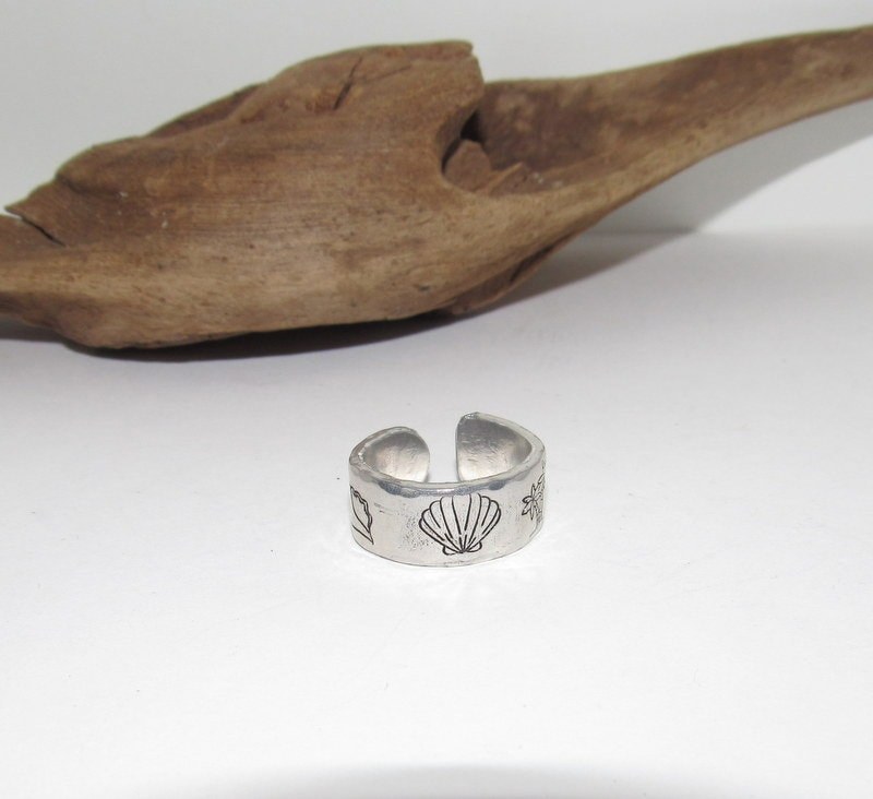 Beach view Personalized Adjustable stamped ring, inspiration rings, adjustable silver ring, stamped jewelry, boho beachring
