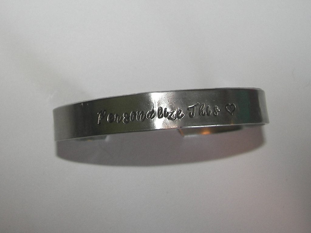personalized cuff bracelet, custom handstamped jewelry, design your on bracelet, handstamped jewelry, view 3