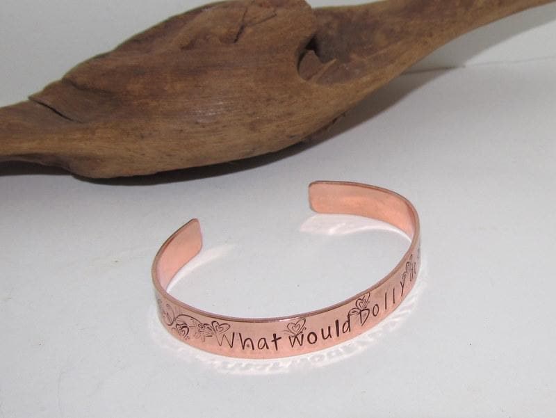 What would Dolly do cuff, country girl jewelry, custom stamped jewelry, personalized jewelry, brides maids gifts,, view 9