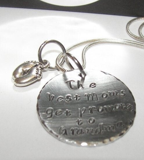 The best mom's get promoted to Grandma, mothers jewelry for grandma, personalized jewerly, hand stamped jewelry, handstamped jewelry, view 3