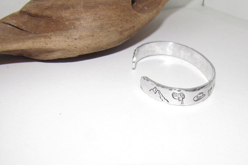 Western theme cuff, Adjustable stamped cuff bracelet, adjustable custom cuff, adjustable stamped bracelet, western jewelry,, view 4
