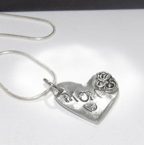 Personalized mom necklace , Pewter Mimi charm necklace, mothers jewelry, custom hand stamped jewelry gift for grandma, view 2