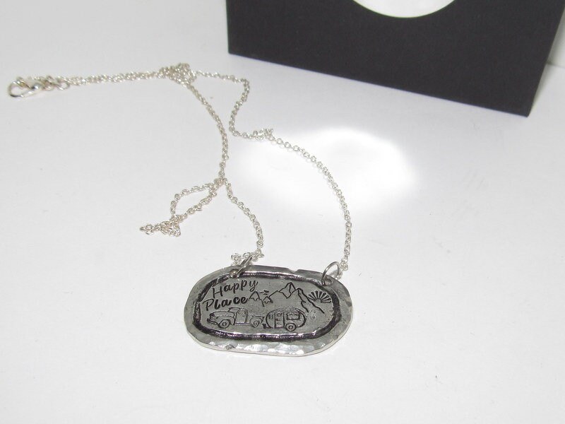 My happy place mountain lover necklace, personalized jewelry for mom , Mothers custom hand stamped jewelry, handstamped jewelry, view 7