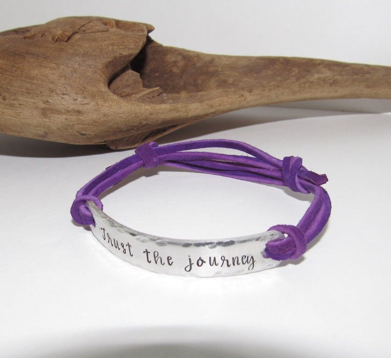 Trust the journey , Personalized bracelet for women, custom paracard bracelet,custom bracelet, personalized jewelry, handstamped jewelry, view 2