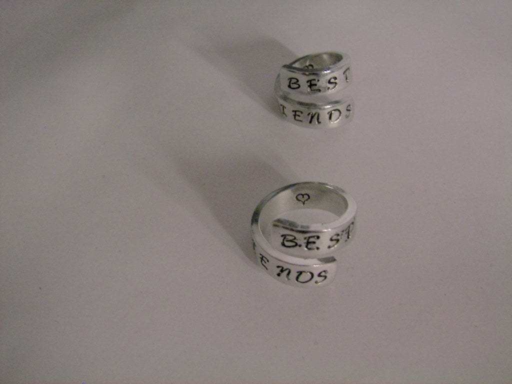 Best friends pewter wrap ring, personalized jewelry, handstamped jewelry ring for friend , gift for best friend, handstamped jewelry, view 5