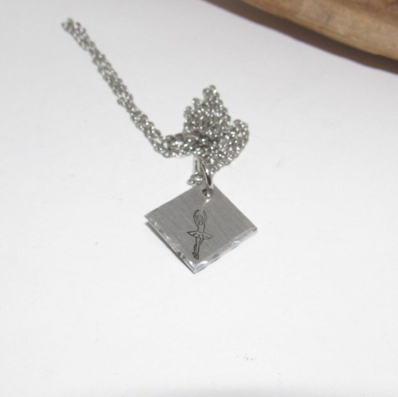 Ballerina dancer necklace for kids, kids necklace, recital gift for dancer, hand stamped jewelry, gift for daughter,, view 5