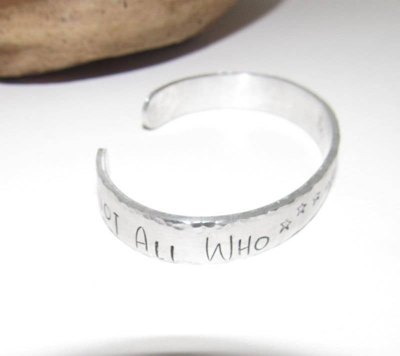 All who wander are not lost cuff bracelet, inspirational bracelet, custom hand stamped bracelet, best friend gift,, view 2