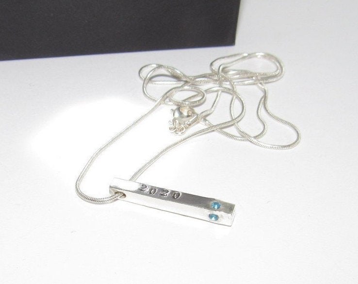 4 side bar pewter bar necklace, personalized mom necklace, names necklace , hand stamped jewelry, mother jewelry, view 6