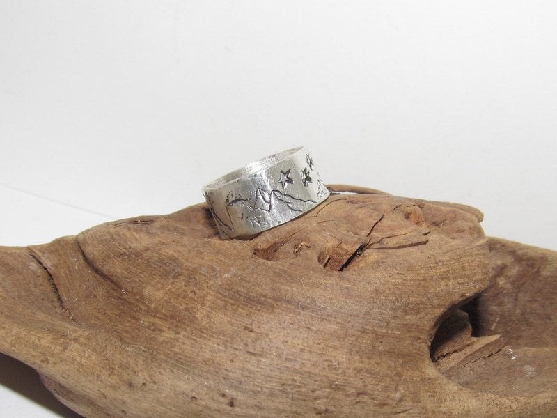 Sterling silver mountain ring ring, thumb ring ,custom personalized jewelry, hand stamped jewelry for mom, Anniversary gift for mom, view 6
