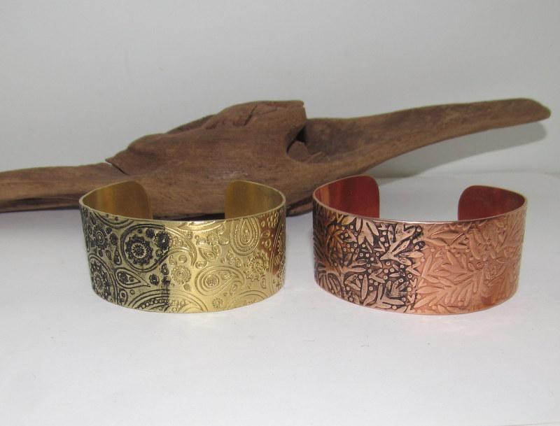 Copper Floral Print Embossed Cuff, boho paisley jewelry, personalized cuff bracelet, Bff gift, western jewelry cuff,, view 6