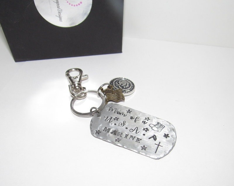 Military mom keychain, Military wife gift, Army mom gift, Marine mom gift, Airforce mom, Navy mom, coast quard mom, custom stamped keychain, view 8