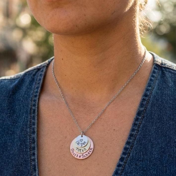 4 layer mothers necklace , kids name necklace, custom hand stamped jewelry, personalized jewelry necklace for her, engraved jewelry, view 3