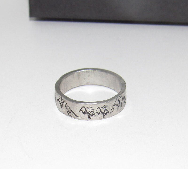 Personalized pewter stacking ring, initial ring for mom, kids name ring, custom hand stamped jewelry , handstamped jewelry, view 4
