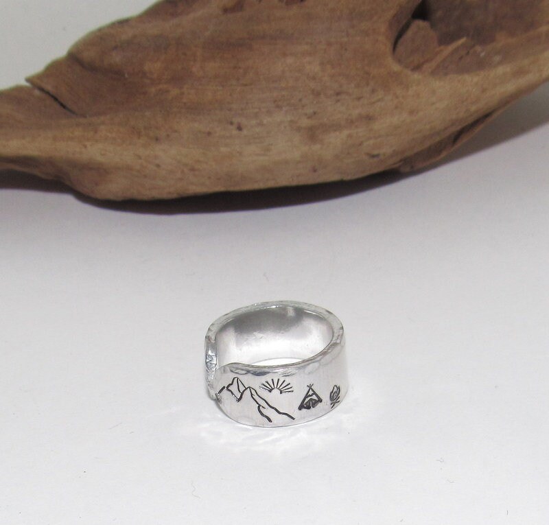 Buffalo head western adjustable ring, steer head ring, Personalized ring, Adjustable stamped ring, stamped jewelry,, view 4