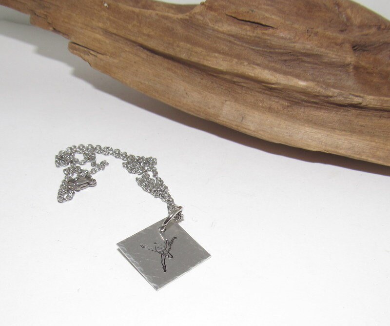 Ballerina dancer necklace for kids, kids necklace, recital gift for dancer, hand stamped jewelry, gift for daughter,, view 2