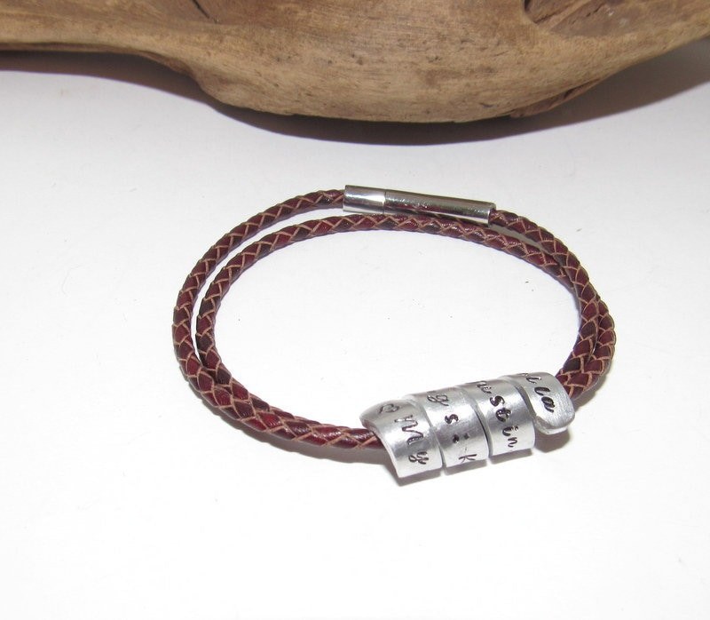 Sterling silver Hidden Message charm bracelet ,Genuine Leather wrap bracelet, Woman's and men's Spiral Wrapped Bracelet, view 2