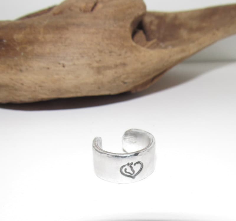 Horse heart Adjustable stamped ring, horse lover aluminum ring, inspiration rings, adjustable silver ring, stamped jewelry,, view 2