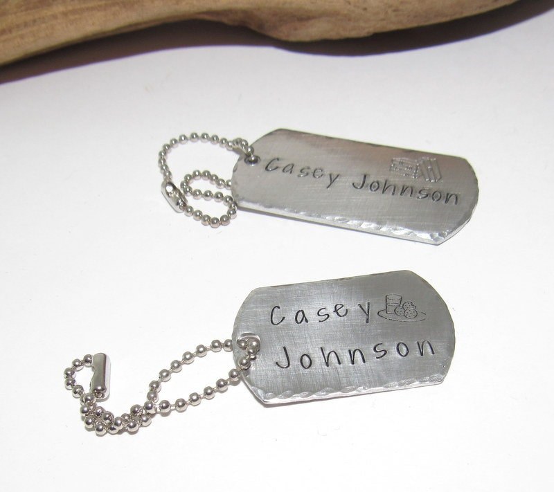 Personalized book back tag and lunch box tag, custom hand stamped school gifts, kids name tags ,, view 2