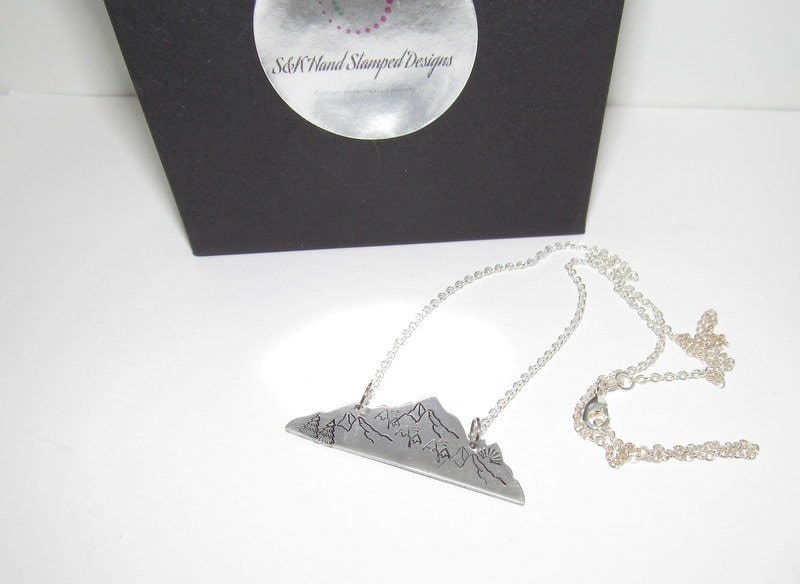 Mountain necklace for her, mountain lover gift, mountain girl jewelry, custom hand stamped necklace for her, custom psalms 121, view 6