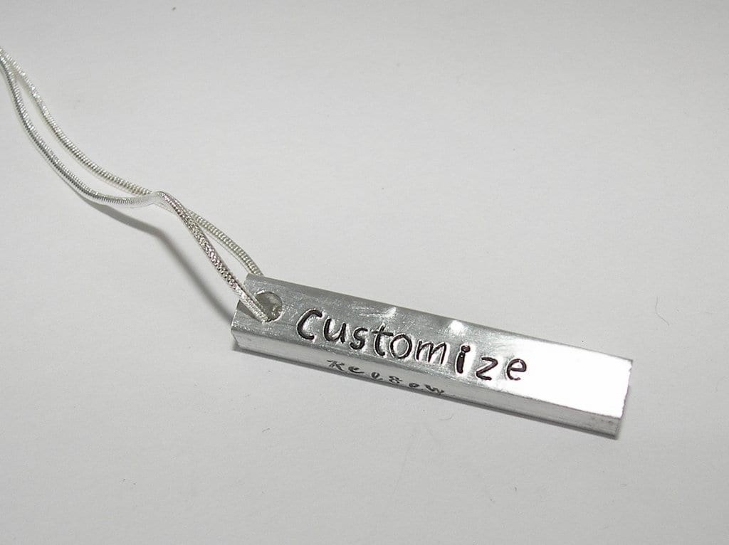 4 side pewter bar necklace, personalized mom necklace, names necklace , handstamped jewerly, handstamped jewelry, view 7