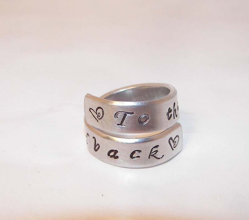 Pewter ring I love you to the moon and back , custom personalized jewelry, hand stamped jewelry ring for friend , gift for best friend, view 6