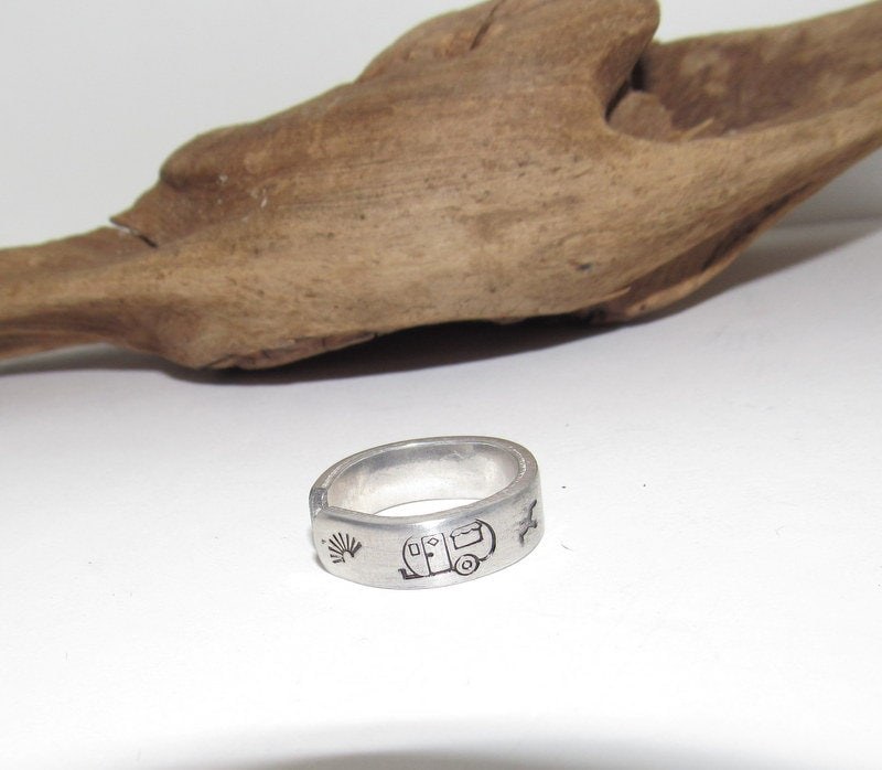 Beach theme Customizable stamped ring, Personalized Adjustable stamped ring, inspiration rings, stamped jewelry, boho beachring