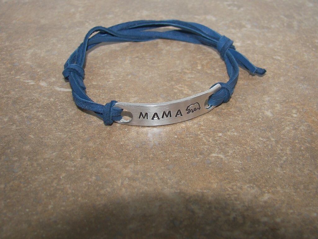 Mama bear mothers bracelet, personalized stamped skinny bar, kids name bracelet , pick your word bracelet, hand stamped jewerly, view 3