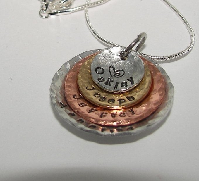 4 layer mom hand stamped necklace with kids names, personalized mom necklace, custom handstamped jewelry, Mothers day gift for Grandma, view 8