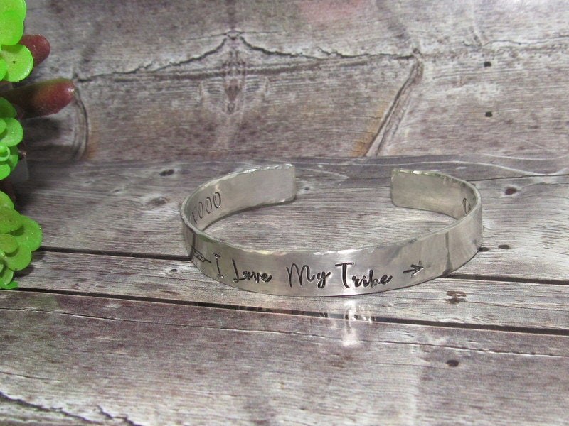 I love my tribe cuff bracelet, bridesmaid gifts, best friend gift, personalized bracelet for her, handstamped jewelry, view 3