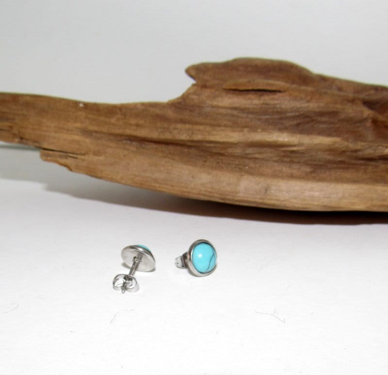 Turquoise dangle drop earrings, western jewelry, stud earring jewelry , personalized earrings , stamped jewelry,, view 9