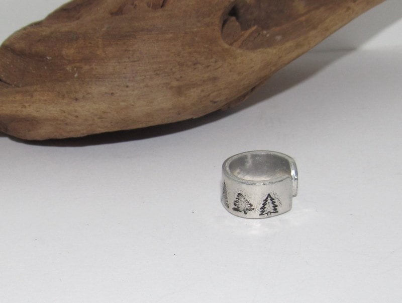 Mountain view Personalized Adjustable stamped ring, inspiration rings, adjustable silver ring, stamped jewelry, boho mountain ring, view 3