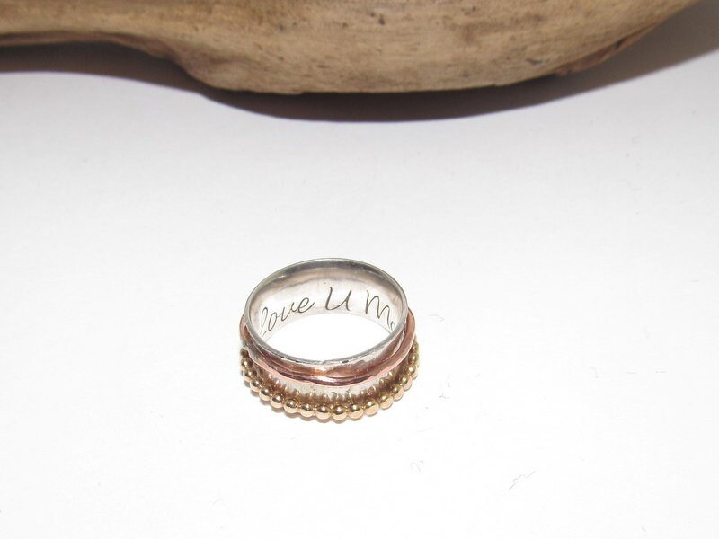 Sterling silver secret message spinner ring, custom personalized jewelry, hand stamped jewelry for mom, Anniversary gift for mom, view 2