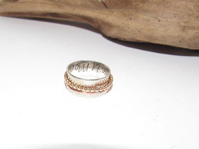 Sterling silver secret message spinner ring, custom personalized jewelry, hand stamped jewelry for mom, Anniversary gift for mom, view 3