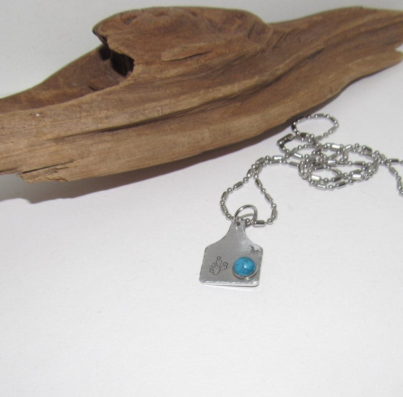 Cactus necklace and earring set , personalized necklace pendant, Boho western theme necklace, western jewelry for her, pendant necklace, view 7