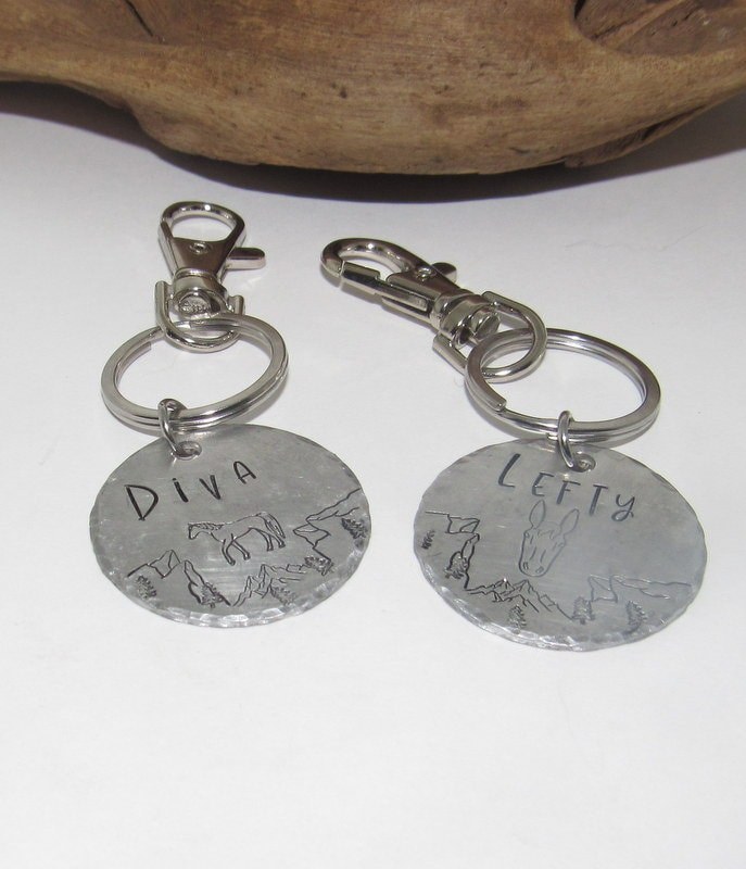Custom Personalized Metal Horse Halter Tag, Hand stamped Horse ID Tag, Equine Bridle Tag, emergency contact Pony Tag, view 4