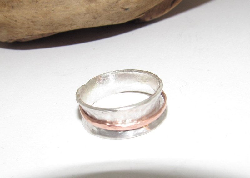 Sterling silver spinner ring, custom personalized jewelry, hand stamped jewelry for mom, Anniversary gift for mom, view 3