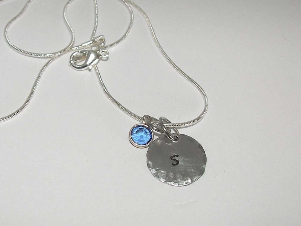 tiny inital necklace, personalized jewelry for mom, brides maid necklace, custom hand stamped initial jewelry, kids inital necklace