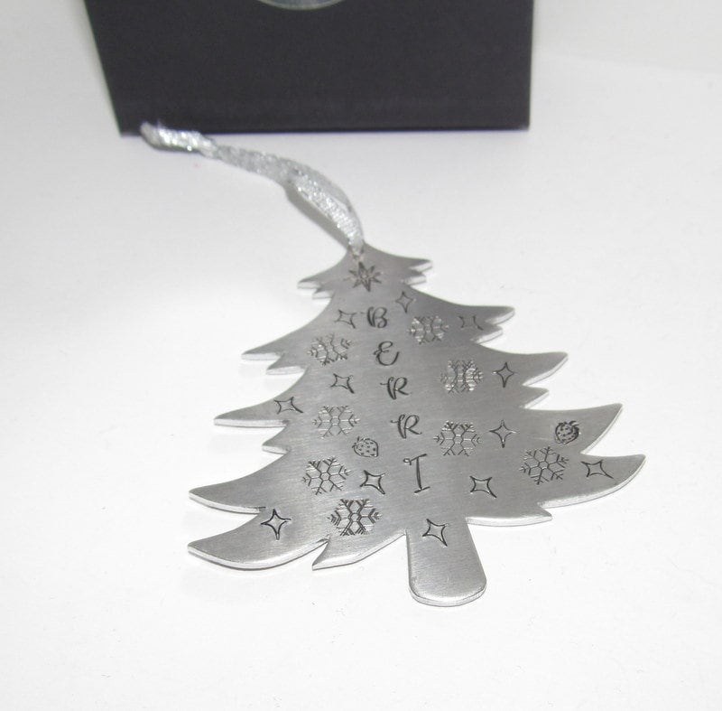 Christmas stocking name charms, Tree ornaments , personalized stocking charms, custom stamped tree ornaments, stocking name tags, view 4