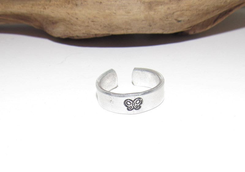 Butterflies Inspirational Ring, Nature Inspirational Ring ,Personalized Silver Hand Stamped Ring, Aluminum Hand Stamped Ring