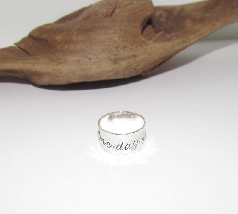 One day at a time Sterling silver ring, custom personalized ring, thumb ring, hand stamped jewelry for mom, Anniversary gift for mom, view 2