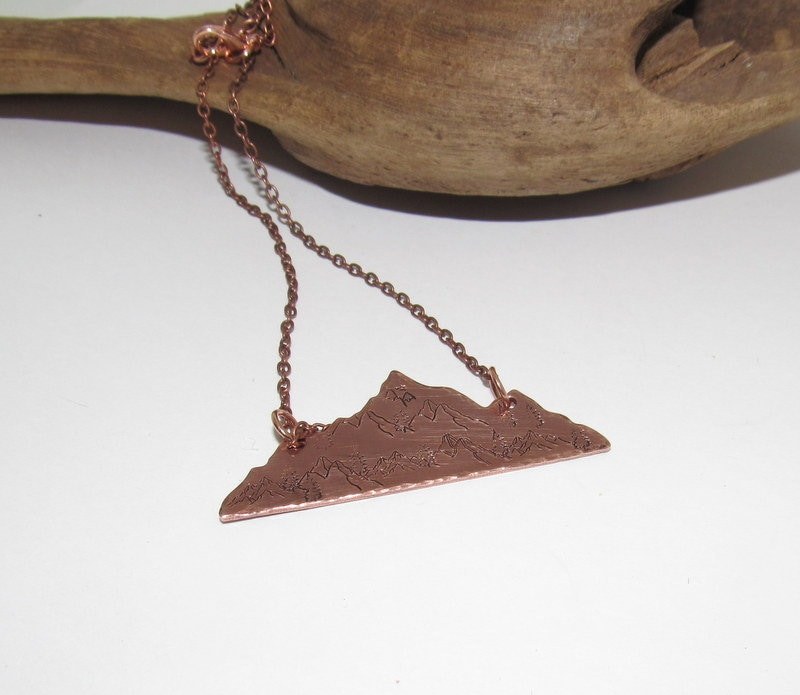 Mountain necklace for her, mountain lover gift, mountain girl jewelry, custom hand stamped necklace for her, custom psalms 121