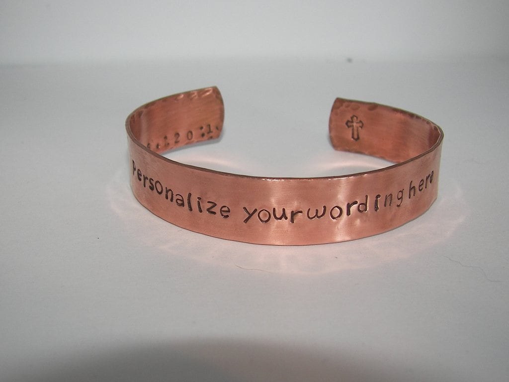 personalized cuff bracelet, custom handstamped jewelry, design your on bracelet, handstamped jewelry, view 3