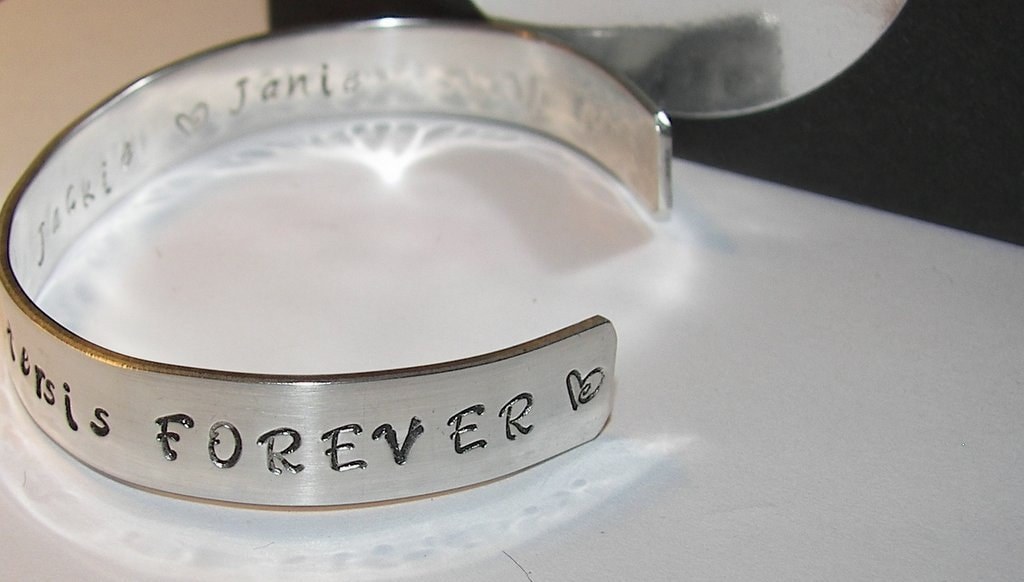 The love between a mother and a daughter is forever Pewter cuff, hand stamped cuff bracelet personalized jewelry, handstamped jewelry, view 4