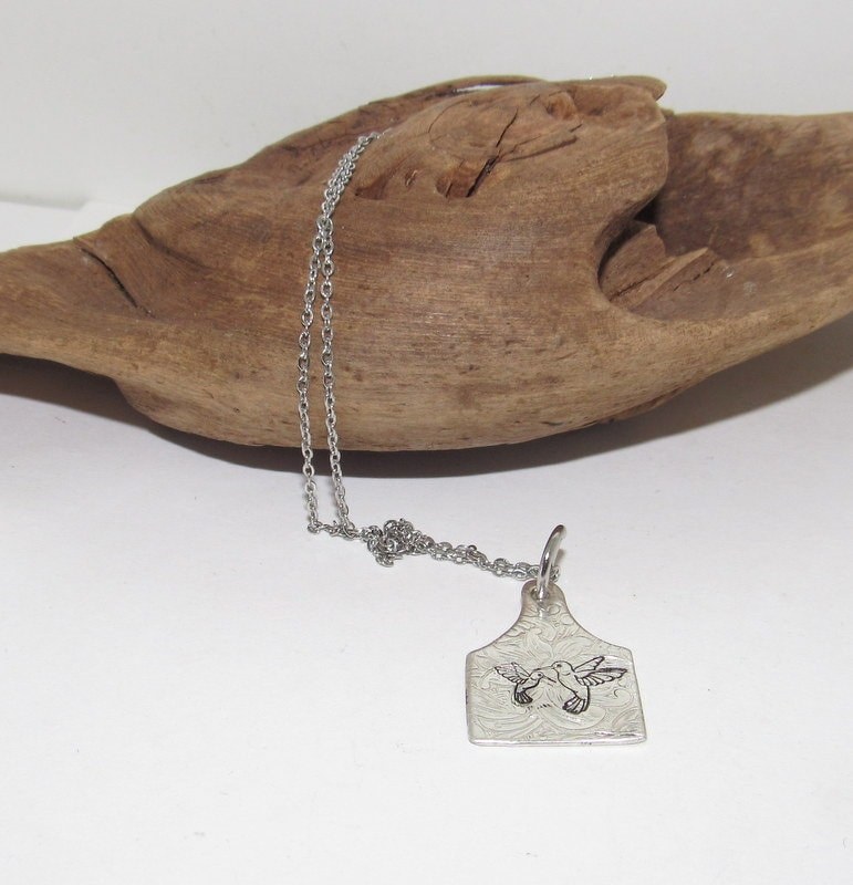 Sterling silver Humming bird necklace , personalized necklace pendant, bird necklace, western jewelry for her, pendant necklace, view 2
